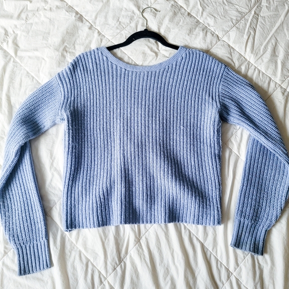 2/$8: Blue Knit Cropped Sweater - Picture 5 of 5